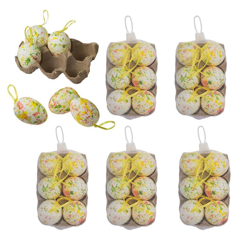 Foam Vintage Easter Egg Ornaments, Rustic Hanging Decorations (3 in, 36 Pack)