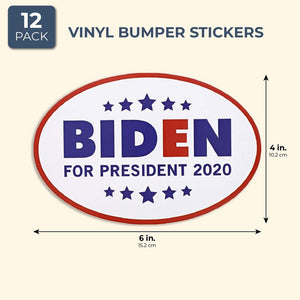 Juvale Biden for President 2020 Bumper Sticker (12 Pack), 6 x 4 Inches