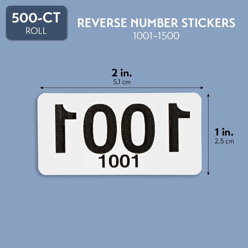 Juvale Live Sale Reverse Number Stickers, Consecutive 1001-1500 (500 Count)