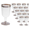 Plastic Wine Glass Set, Goblet Cups (7 oz, Gold Rim, 50 Pack)