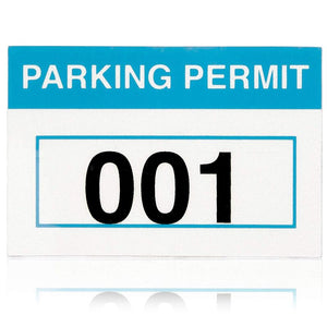 Sequentially Numbered Parking Permit Stickers (3 x 2 in, Light Blue, 100 Pack)