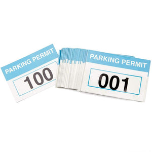 Sequentially Numbered Parking Permit Stickers (3 x 2 in, Light Blue, 100 Pack)