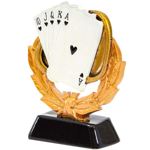Juvale Poker Playing Cards Trophy (5 in, Gold, Resin)