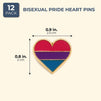 Bisexual Pride Pins, Enamel Striped Heart Pin (0.9 x 0.8 In, 12 Pack)