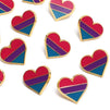 Bisexual Pride Pins, Enamel Striped Heart Pin (0.9 x 0.8 In, 12 Pack)