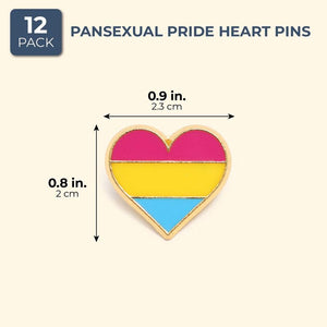 Pansexual Pride Pins, Striped Heart Enamel Pin Set (12 Pack)