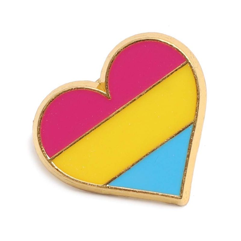 Pansexual Pride Pins, Striped Heart Enamel Pin Set (12 Pack)