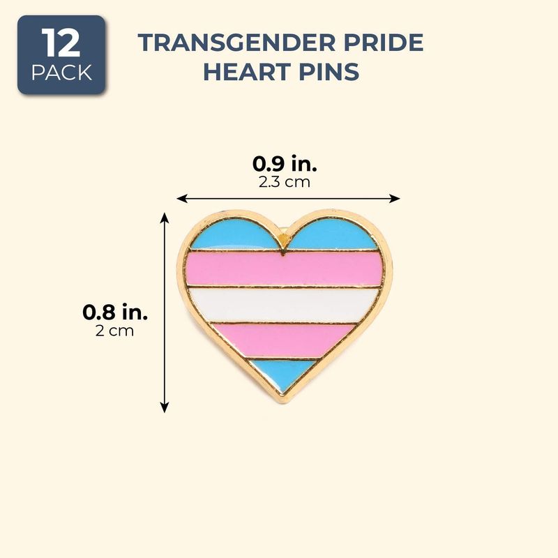 Trans Pride Pins, Transgender Striped Heart Enamel Pin Set (12 Pack)