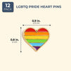 Rainbow Heart Pins, Love is Love LGBTQ Pride Enamel Pin Set (0.9 In, 12 Pack)