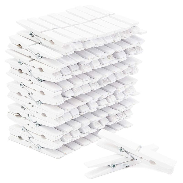Juvale Clothespins for Hanging (4 in, White, 100 Pack)