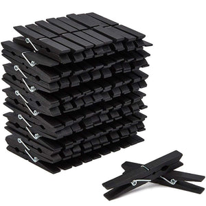 Juvale Wooden Clothespins for Hanging (4 in, Black, 100 Pack)