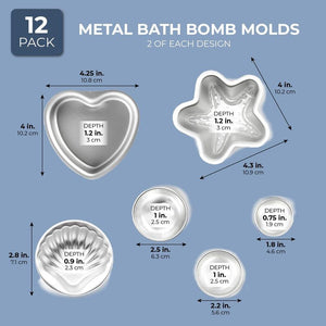 Metal Bath Bomb Forms ( 6 Shapes, 12 Pack)