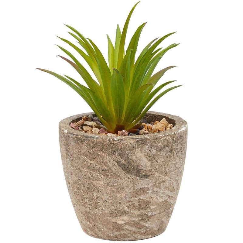 Juvale Artificial Succulents 6 Pack - Cactus Plants with Gray Pots - 4 inch