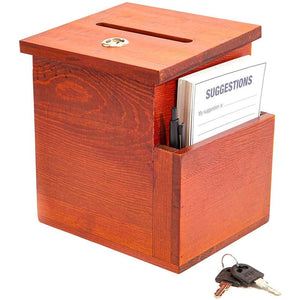 Juvale Wooden Suggestion Box with Cards (Brown, 50 Suggestion Cards)