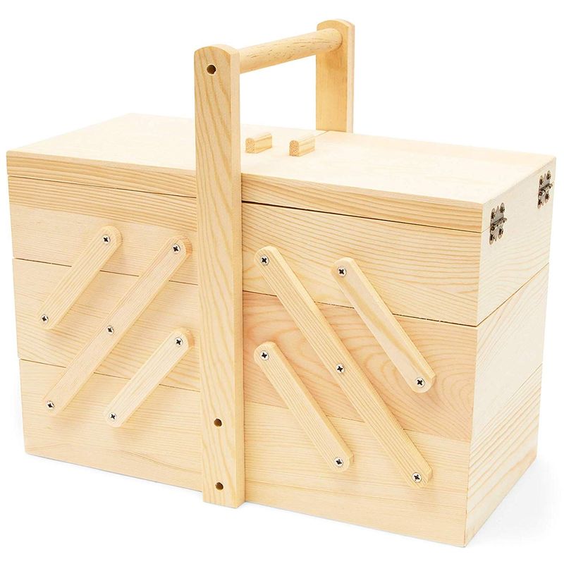 Mrs Stitch Large Wooden Sewing Storage Box And Organizer With A Comple