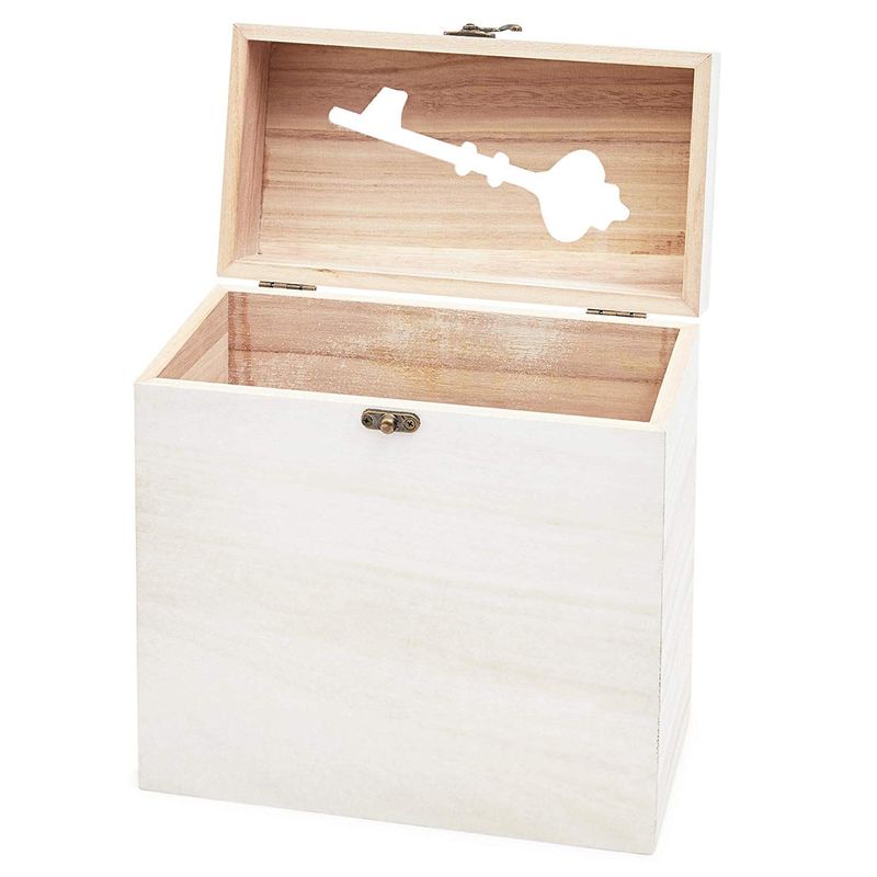 Personalized Wooden Cards Trunk with Slot and Lock - Wedding Decor
