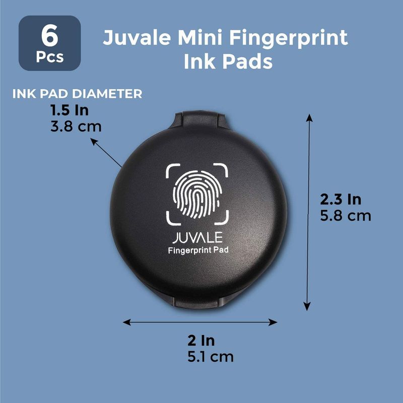 Juvale Mini Fingerprint Ink Pads – Pack of 6 – 3.5 x 3 x 2.5 Inches – Black