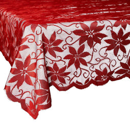 Juvale Christmas Holiday Table Cloth Cover, Rectangle, 60 x 80 Inches, Poinsettia Red
