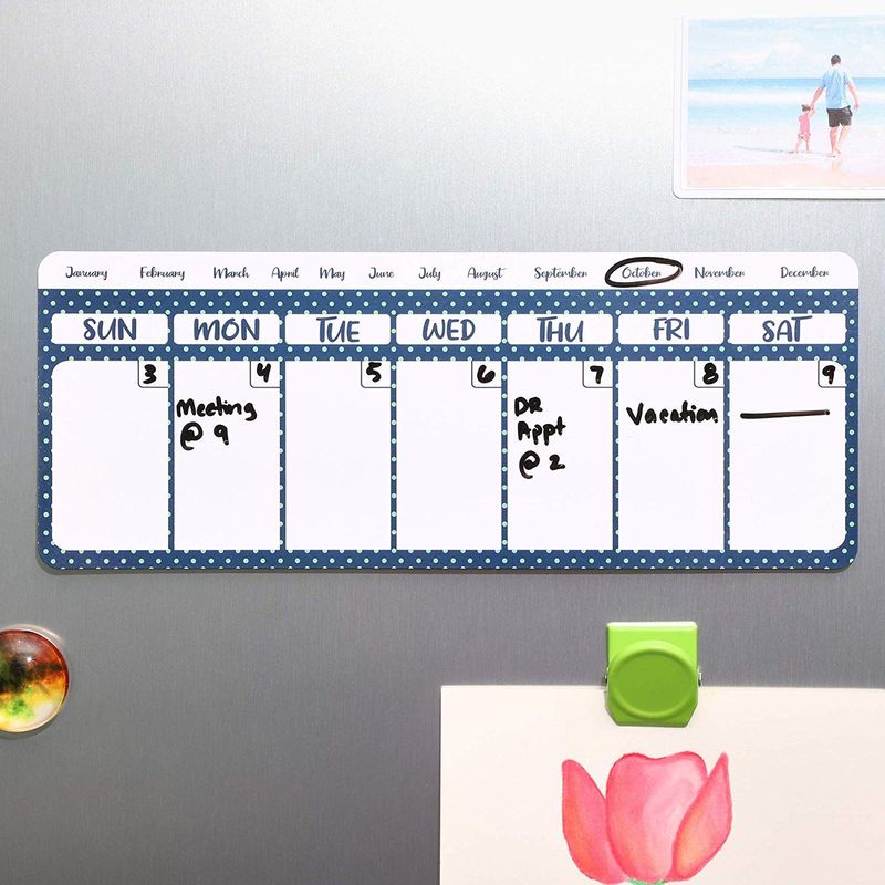 Magnetic Fridge Calendar, Dry Erase (11 x 4.2 in, 4 Pack)