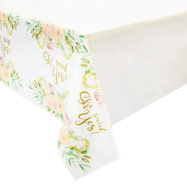 She Said Yes Table Covers for Bridal Showers (54 x 108 in., 3 Pack)