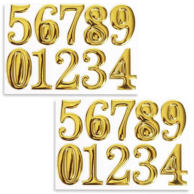 Gold Metallic Number Stickers