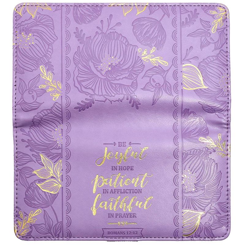Religious Checkbook Cover Wallet for Women & Men Christian Card Holder Wallet for Checks & Credit Cards, RFID Blocking, Metallic Gold Foil (6.9 x 3.75 in, Lilac)