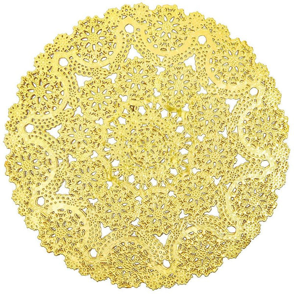 Round Medallion Paper Lace Doilies (Gold, 60 Pack)