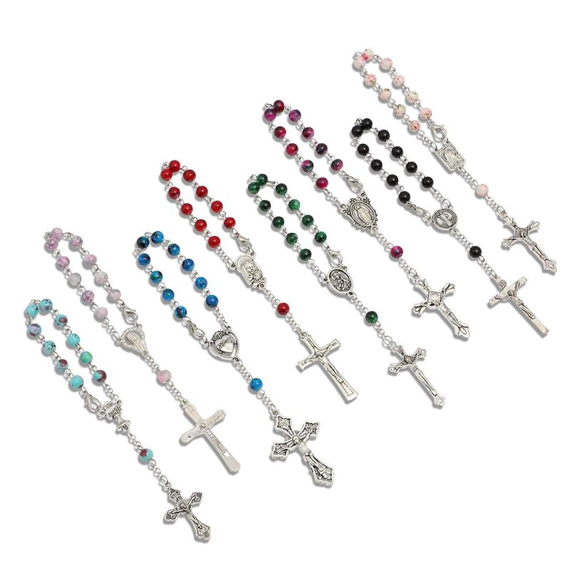Mini Catholic Rosary Bracelets, Prayer Beads, Baptism Christening Favors (24 Pack)