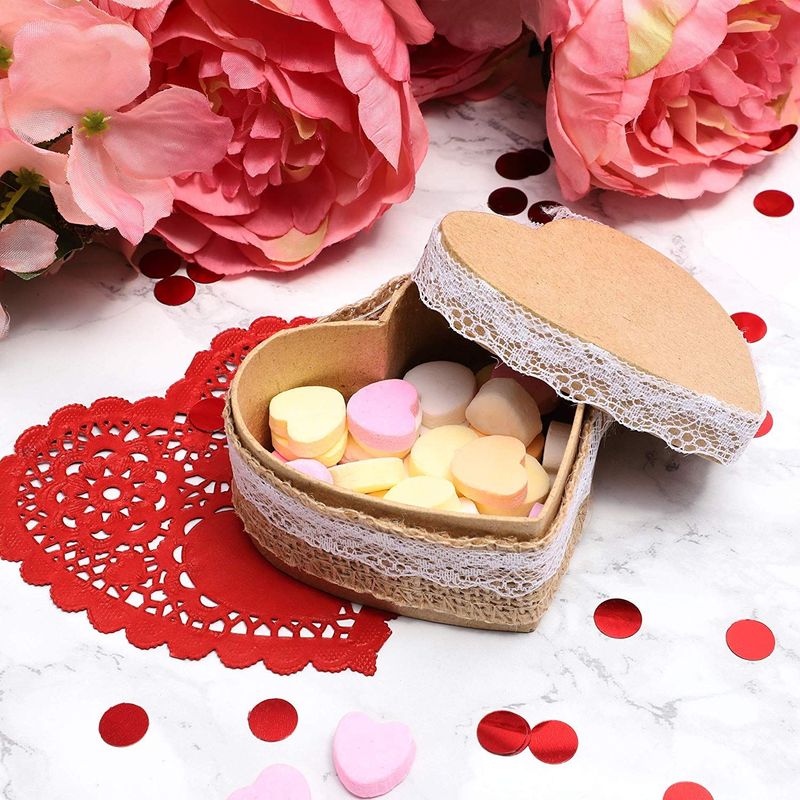 Heart Shaped Flower Box with Lid Paper Mache Box for Valentines Day Gift 