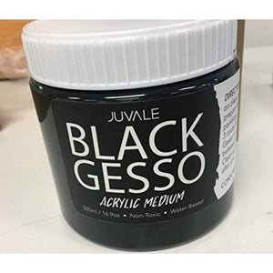 Gesso Acrylic Paint for Arts & Crafts (16.9oz, 500ml, Black)
