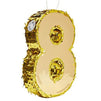 Small Number 8 Pinata (Gold Foil, 15.5 x 10.5 x 3 in.)