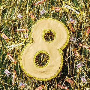 Small Number 8 Pinata (Gold Foil, 15.5 x 10.5 x 3 in.)