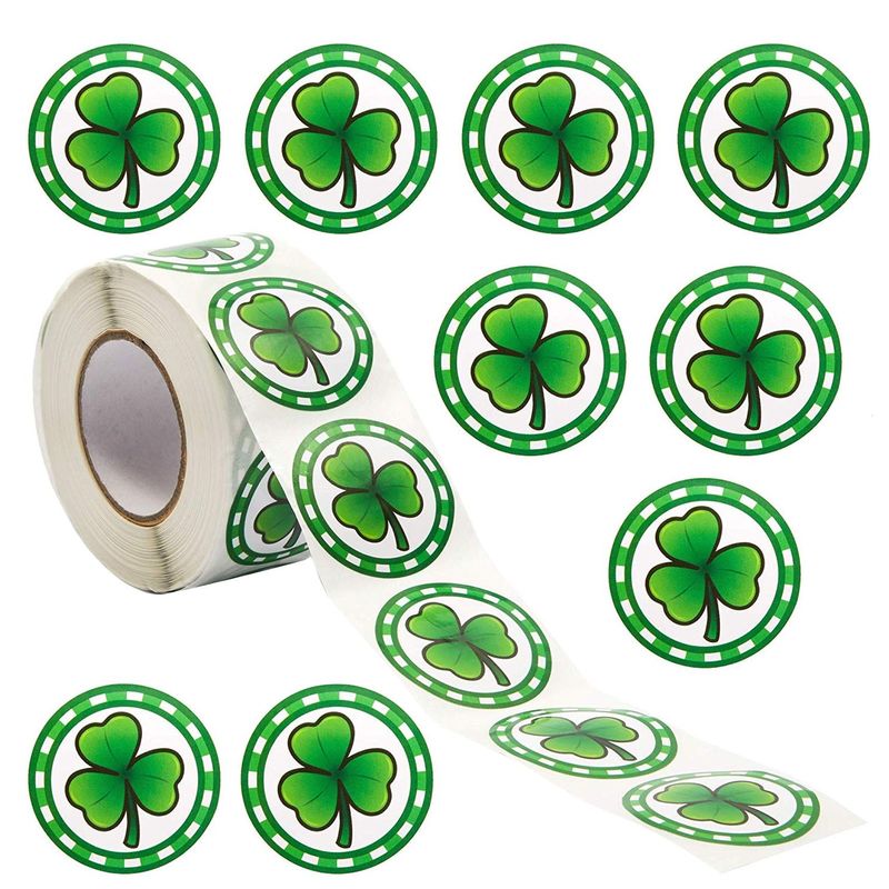 Blue Panda Shamrock Stickers for St. Patrick’s Day (1.5 in, 500 pcs)