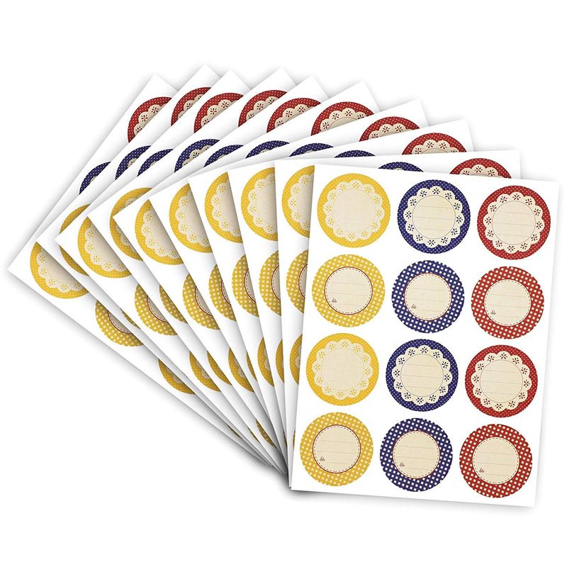 Round Canning Labels for Jars, Write On Label in 6 Colors (2", 120 Count)