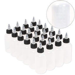Boston Round Squeeze Bottles with Red Caps (1 oz, 36 Pack)