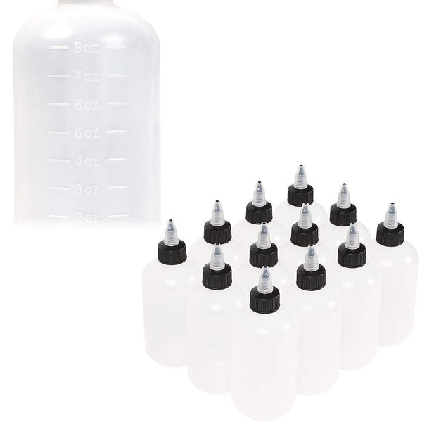 Boston Round Squeeze Bottles with Twist Caps (8 oz, White, 12 Pack)