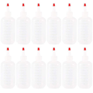 Boston Round Squeeze Bottles with Red Caps (8 oz, White, 12 Pack)