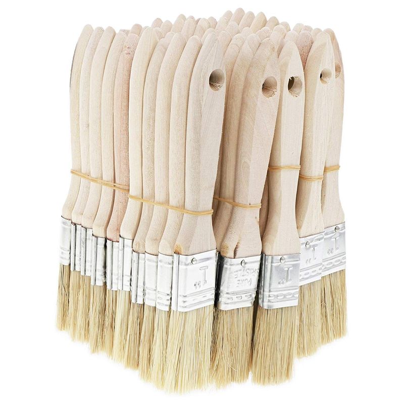 12 Piece Wooden Disposable Throw Away Paint Brushes 1 Inch