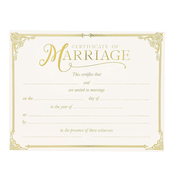 Marriage Certificates with Gold Foil Edges (11 x 8.5 in, 48 Pack)
