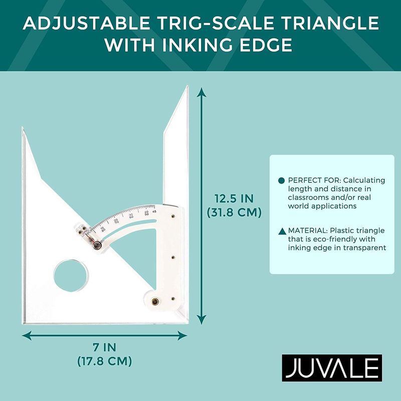 Transparent Adjustable Trig-Scale Triangle with Inking Edge (10 in.)