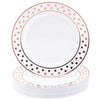 Disposable Rose Gold Foil Plastic Plates, Polka Dot Print (9 In, 24 Pack)