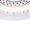 Disposable Rose Gold Foil Plastic Plates, Polka Dot Print (9 In, 24 Pack)