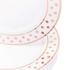 Disposable Rose Gold Foil Plastic Plates, Polka Dot Print (9 In, 24 Pack)