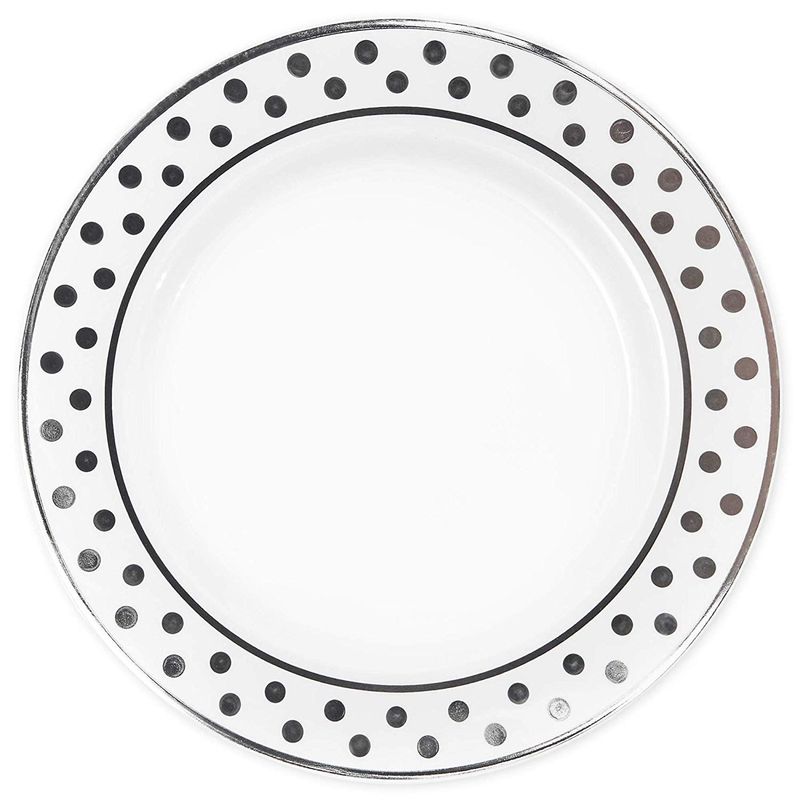 Silver Polka Dot Dinnerware Set (9 in., 24 Pack)
