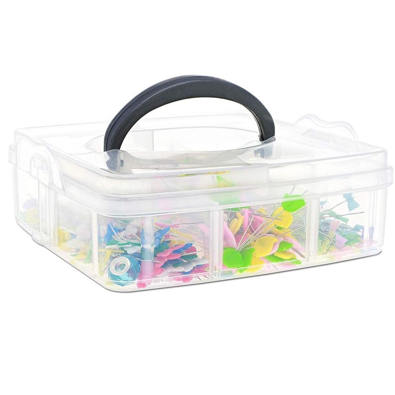 3 Kids Craft Caddy School Organizers 3 Compartment 8x8x4 Stackable with  Handles