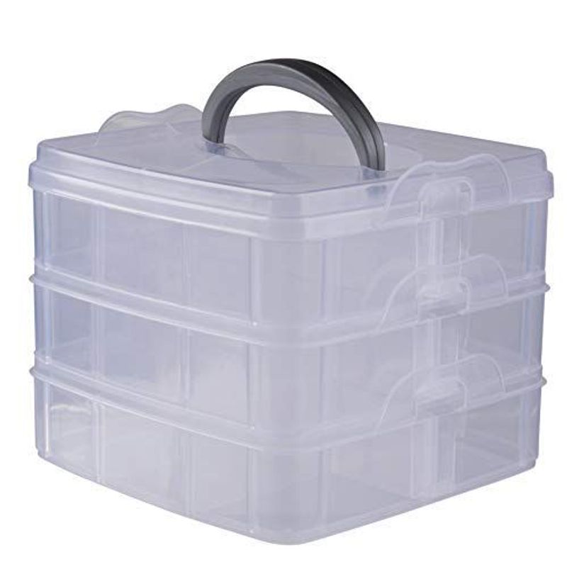 3 Pack Clear Plastic Multipurpose Organizer with Adjustable Dividers -  Caddy Bay Collection