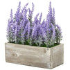 Juvale Artificial Lavender Plant in Rustic Pot Wooden Box (9 x 4 in)