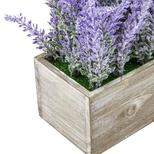 Juvale Artificial Lavender Plant in Rustic Pot Wooden Box (9 x 4 in)