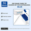 Dry Erase Chisel Tip Marker Set for Whiteboards (5 in, Blue, 36 Pack)