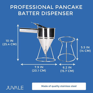 Juvale Professional Pancake Batter Dispenser (10 x 10 in, Stainless Steel, 4 Cups)